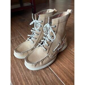 Sperry Top-Sider Tan Plaid Leather Ankle Boots - Size 6.5